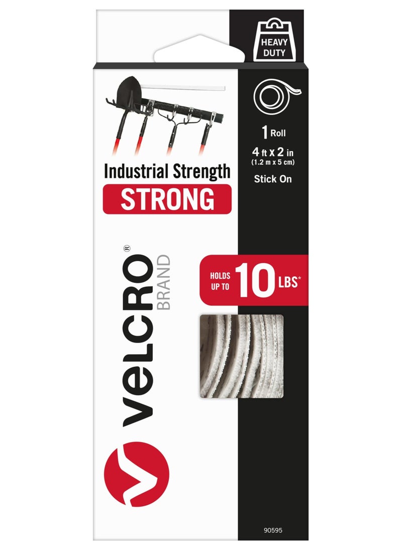 Industrial Strength Strong Heavy Duty Fastener Strip Roll Stick-On Adhesive White 1.2 M X 5 Cm